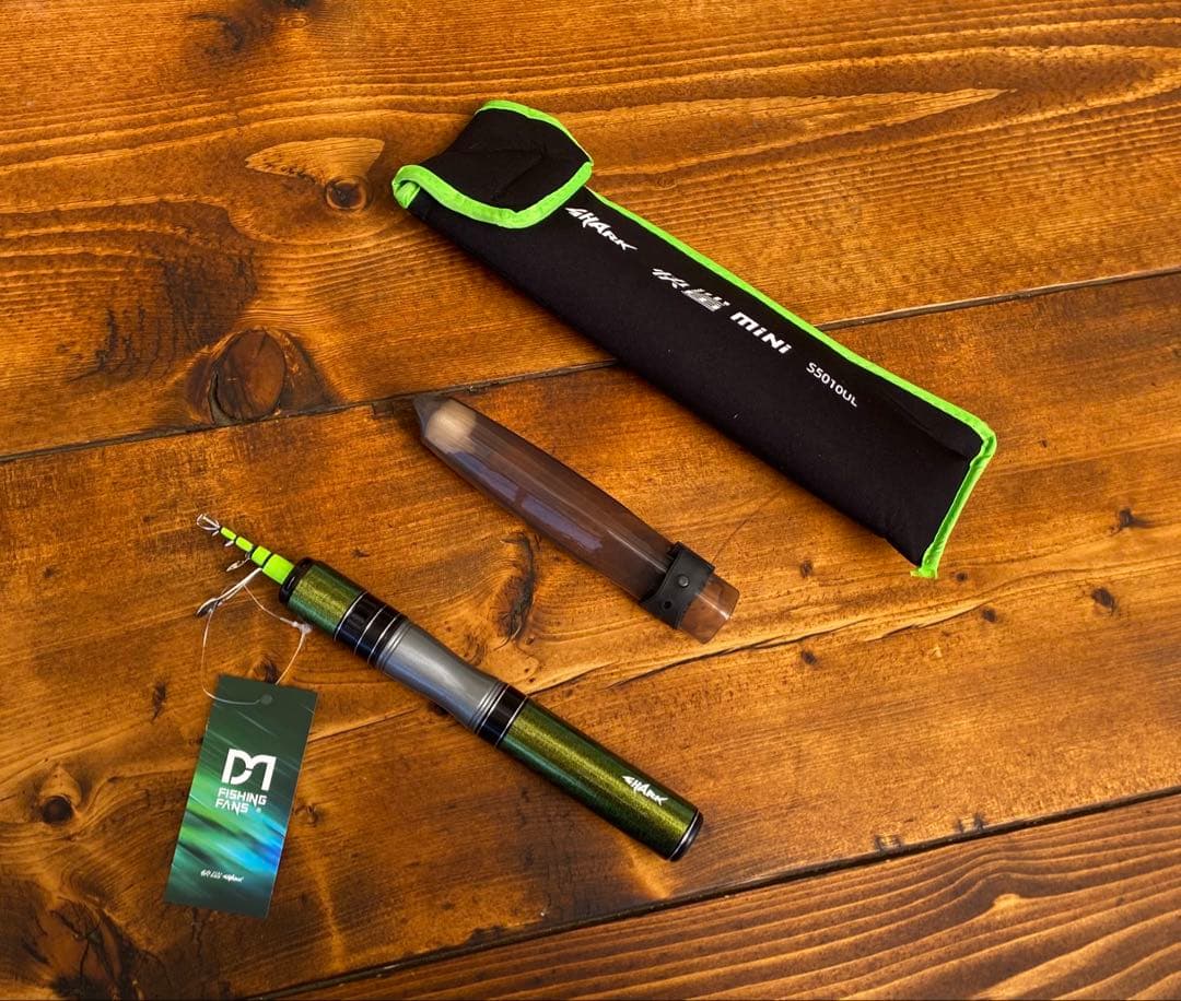 超コンパクト　トラウトロッド　5ft スピニングロッド グリーン　渓流釣り