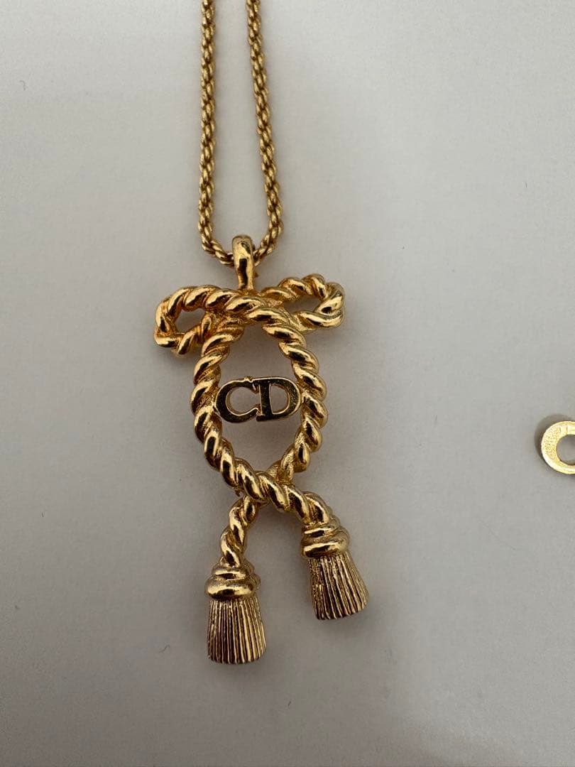 Dior CD ゴールドメッキ CD ロープデザイン ネックレス　ヴィンテージ