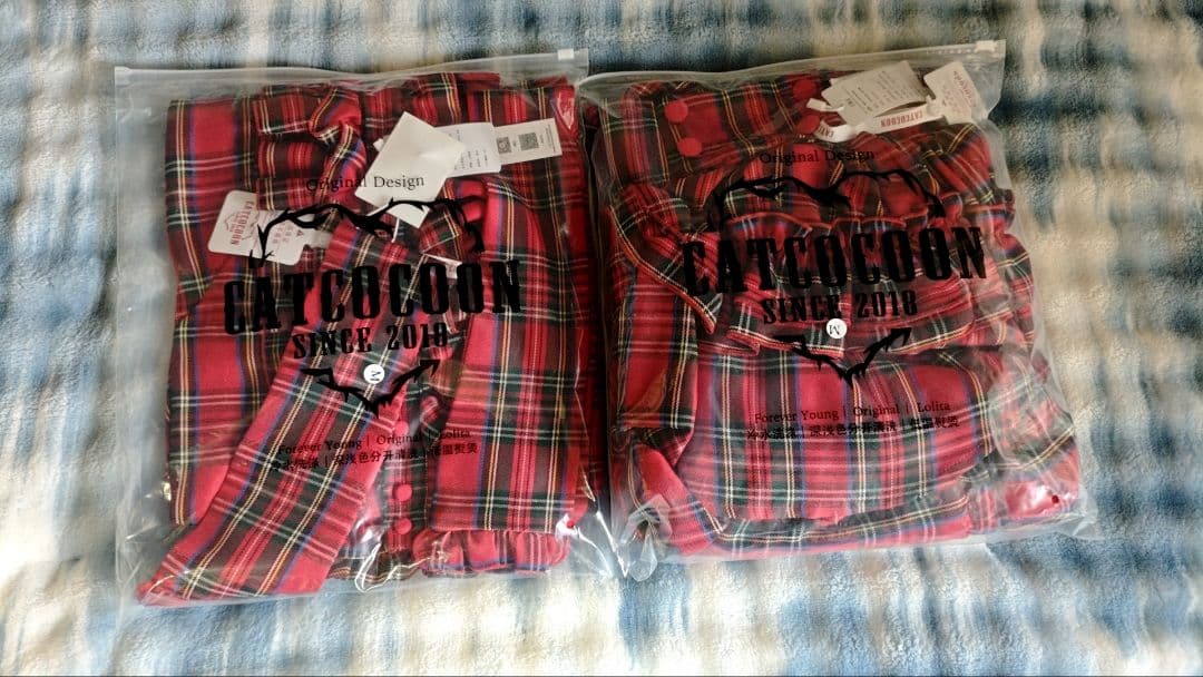 CATCOCOON長袖 セットアップ 赤チェック