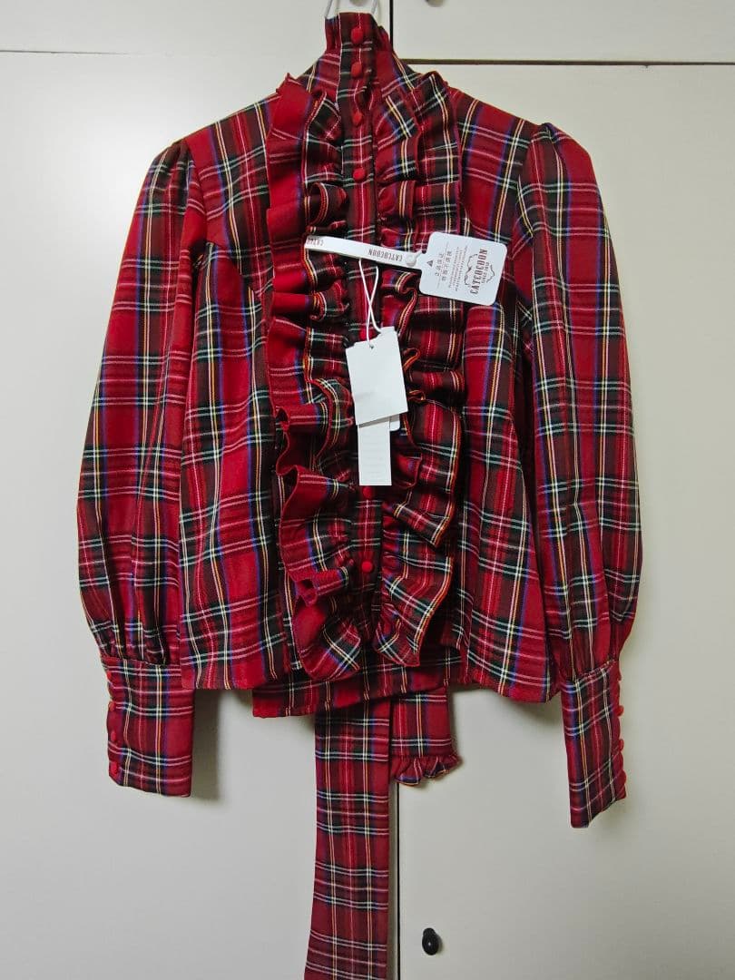 CATCOCOON長袖 セットアップ 赤チェック