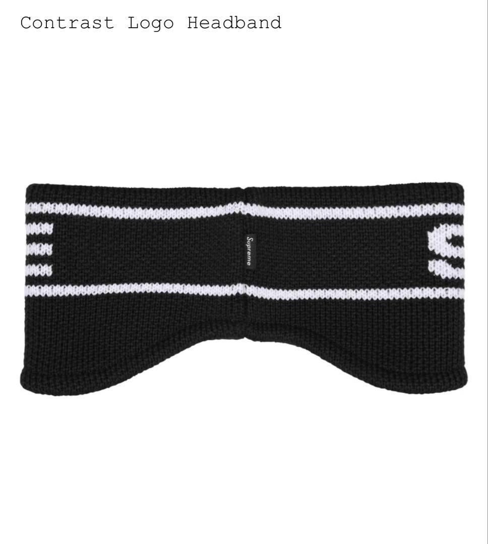 帽子 supreme Contrast Logo Headband Black