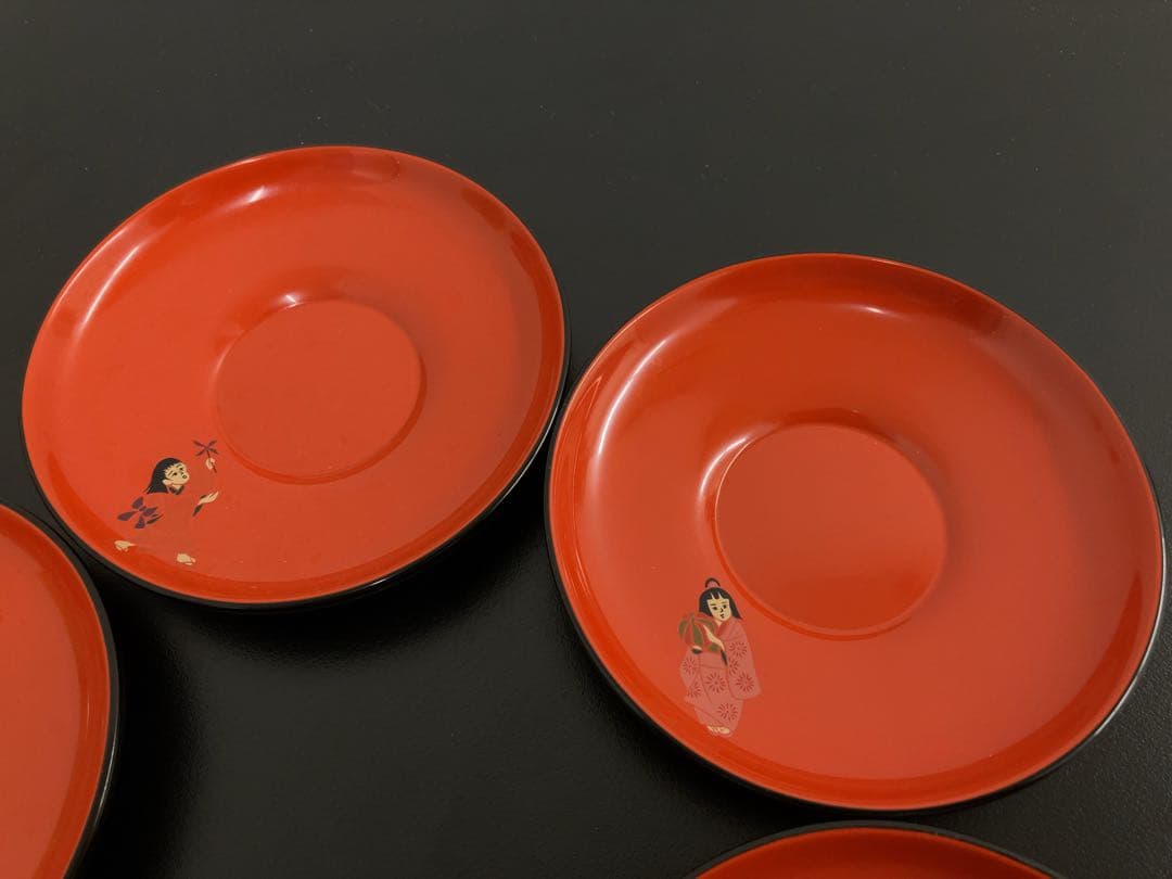 輪島塗　漆器　童蒔絵　茶托　5枚セット