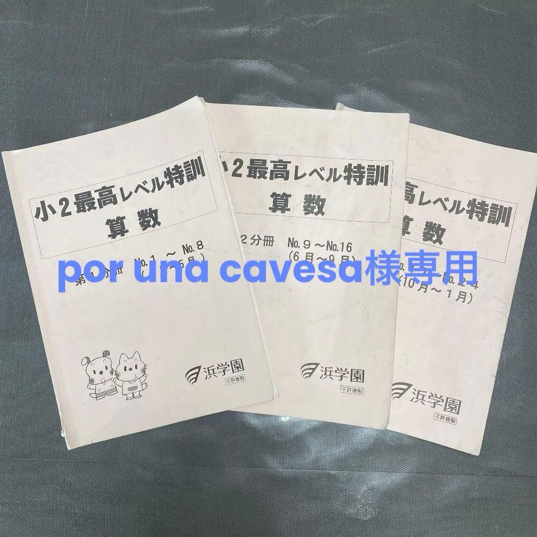 浜学園小2最高レベル特訓　算数　NO1〜NO24 1年分