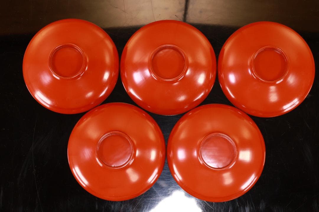 時代輪島塗　扇面絵違金蒔絵　吸物椀　５客　木製　図替　絵違 BJ055