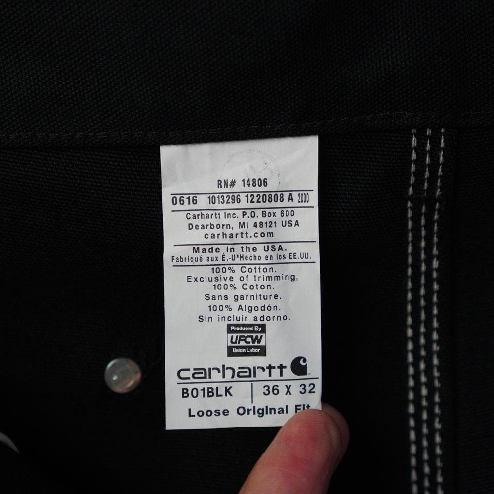 10s カーハート ダブルニー ワークパンツ 黒 USA製 デッドストック