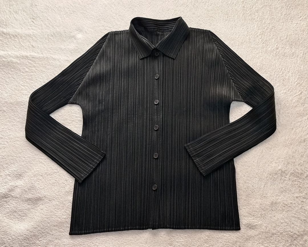 PLEATS PLEASE★プリーツプリーズ長袖シャツブラウス 3ブラック黒