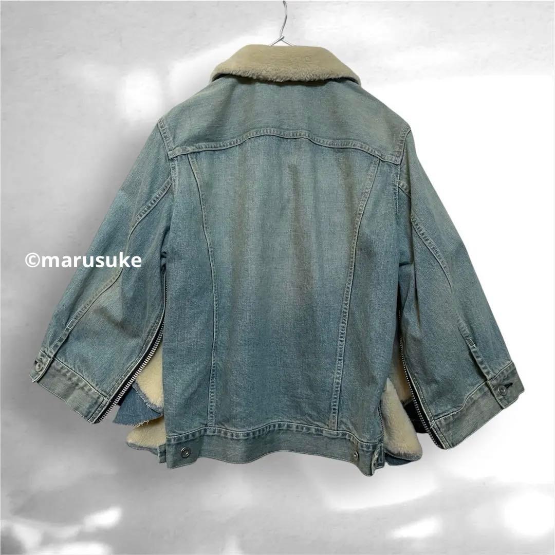 希少　タグ付き　sacai サカイ　ボアデニムジャケット　ジップ　Gジャン