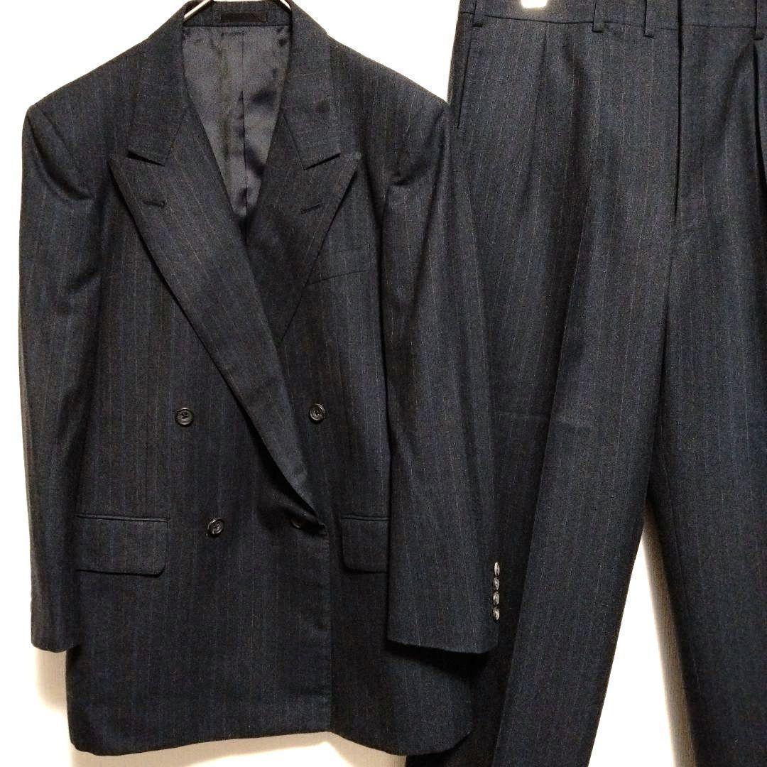 バーバリーズ　ダブルスーツ　セットアップ　ストライプ　総裏　BB5