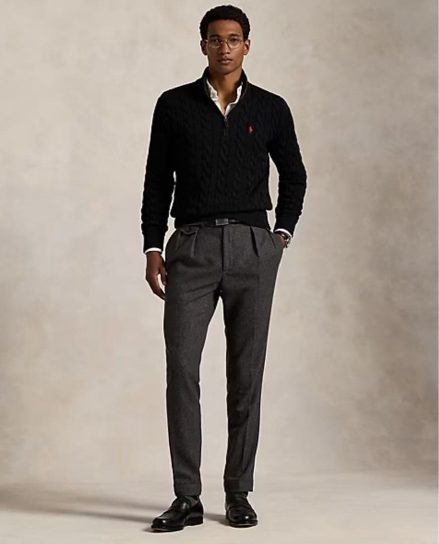 極美品　POLO RALPH LAUREN ケーブル　ニット ハーフジップ　黒