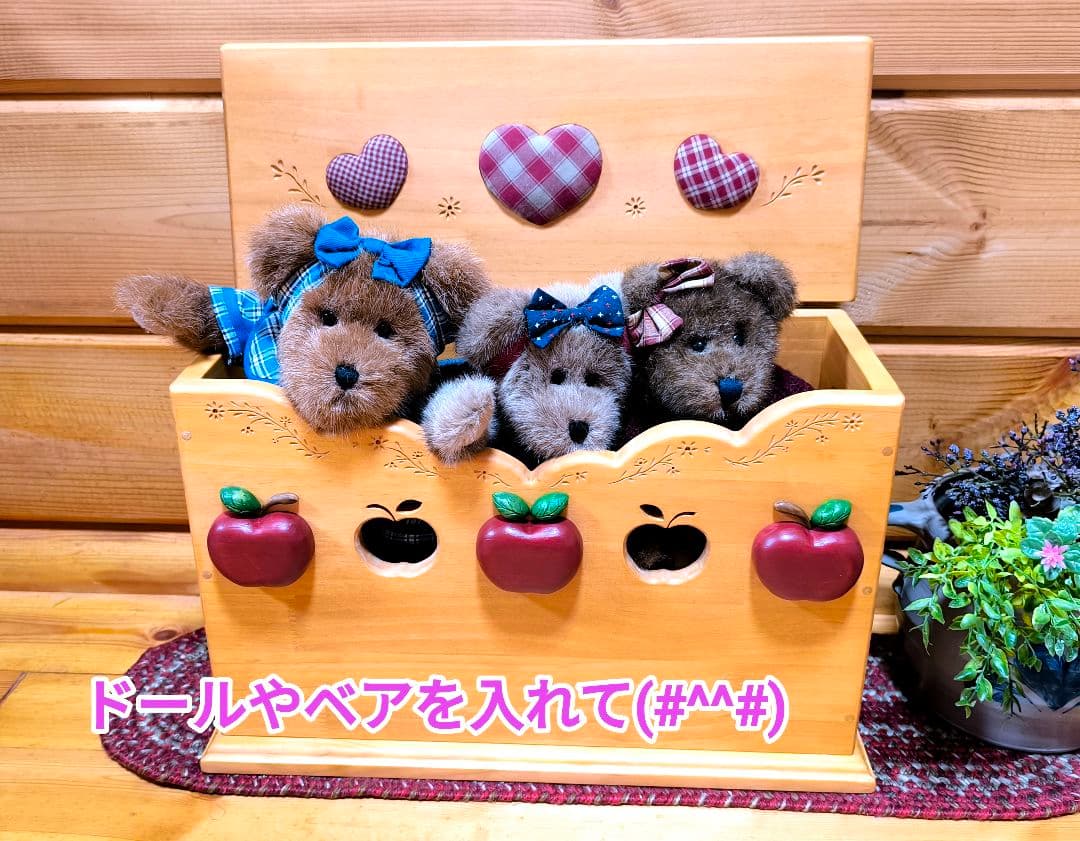 ⭐アメリカンカントリー雑貨♥ まん丸りんご ෆ ̖́-‬ の多目的収納BOX