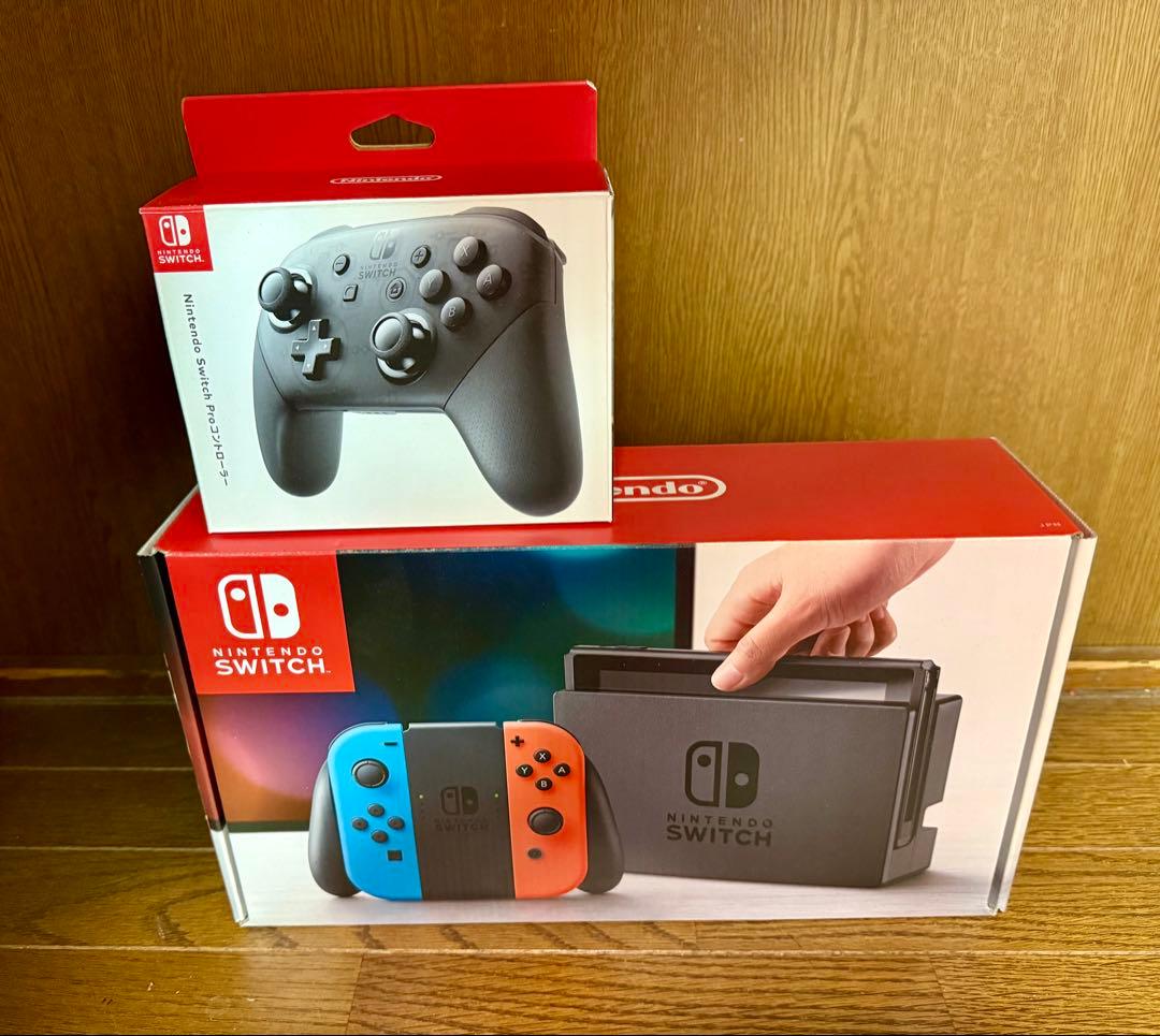 Nintendo Switch 本体 青/赤 純正Proコントローラー付き