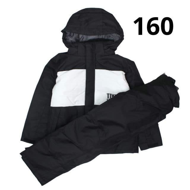 スキーウェア 男の子 上下セット サイズ調整 耐水圧5000mm ブラック160