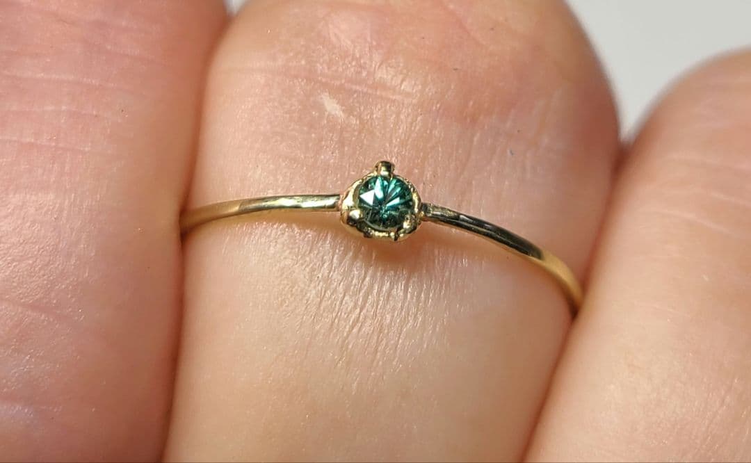 非加熱のオールドピース★ブラジルバターリャパライバトルマリンリング10金★