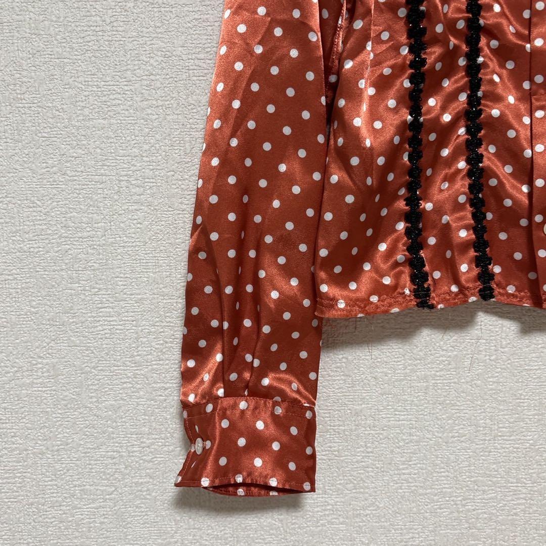 コムデギャルソン ドット柄　長袖シャツ 丸襟　オレンジ
