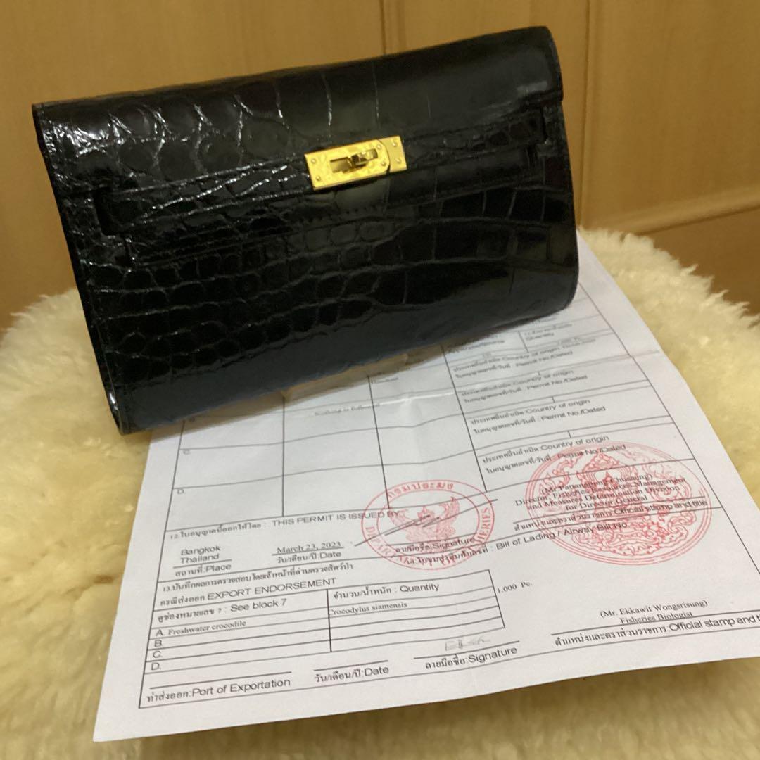 女性のための本物のワニ革 シャイニング ハンドバッグ -クラッチ21cm.