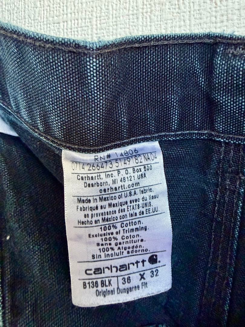超スペシャル 36X32 W36 カーハート ダブルニー パンツ ブラック 黒