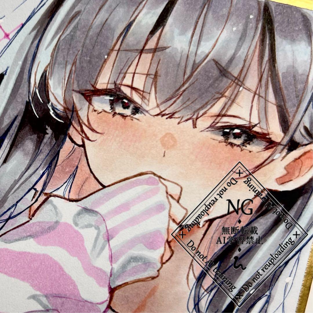 ゆ*り様 一点物 オリジナル 色紙 手描きイラスト アナログイラスト 女の子 創