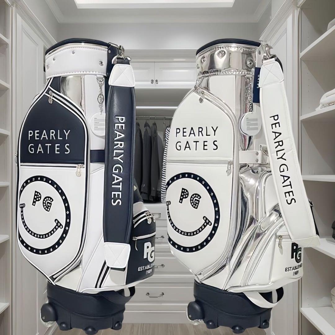 PEARLY GATES キャディバッグ ホワイト/シルバー　合成革