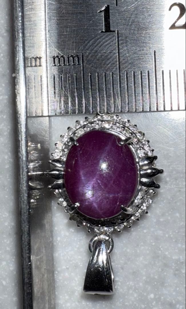 Pt スターサファイア　7.93ct パープル　ダイヤペンダントトップ