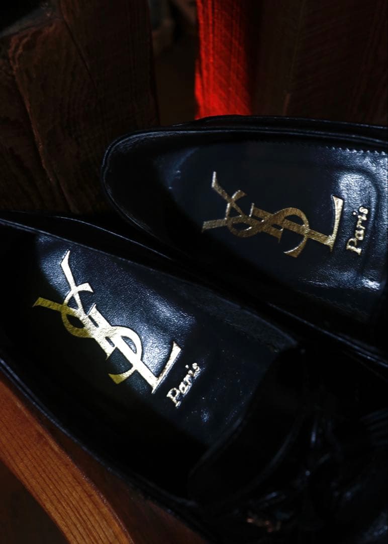 90's 【イヴ・サンローラン】　タッセルローファー 黒 #385 YSL