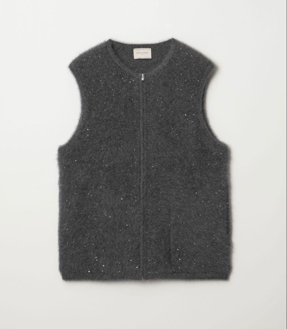 ✩︎⡱ユナイテッドアローズ　フォックスカシミヤ スパンコール ジップ ベスト✩︎⡱