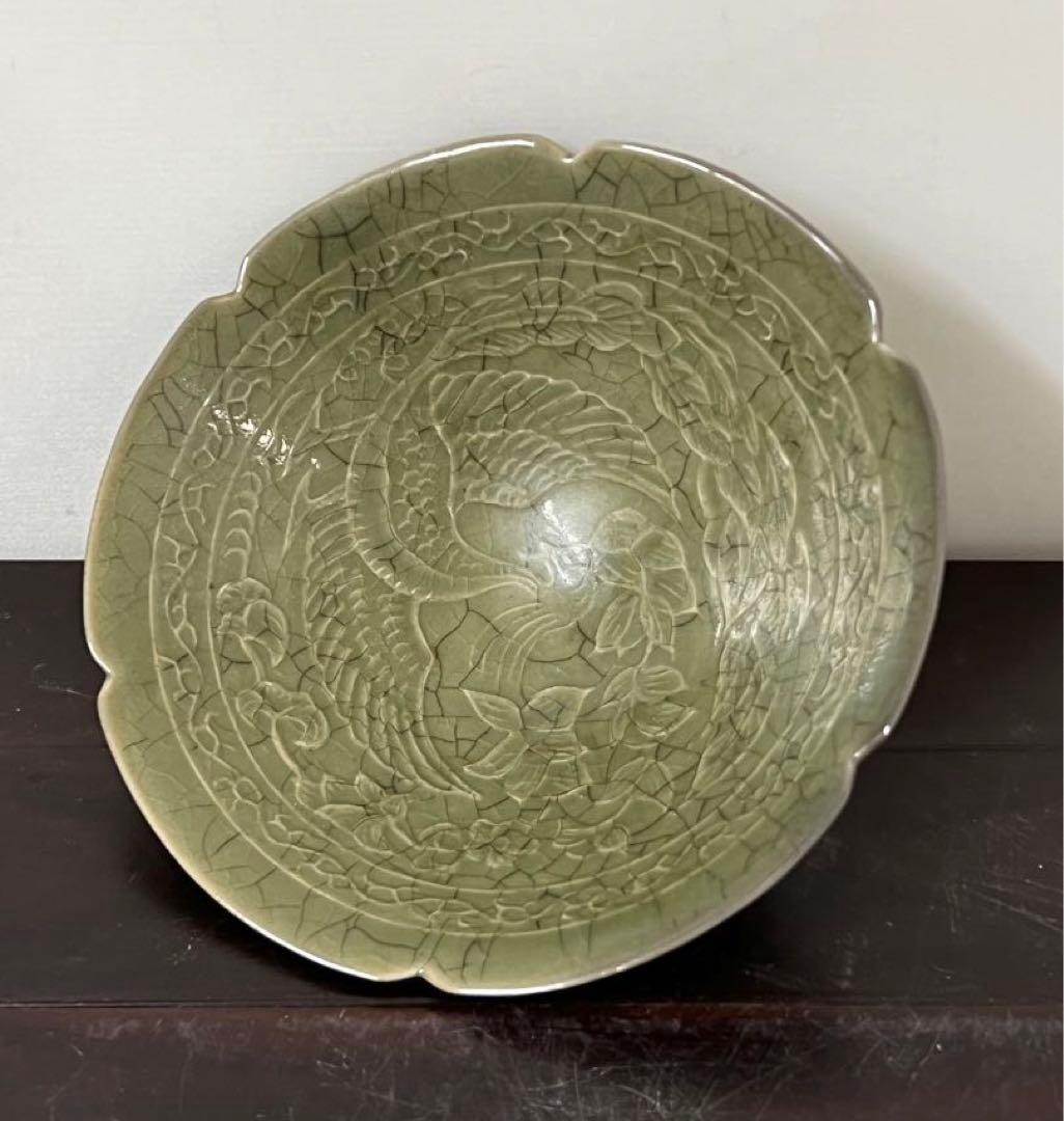 古美術•時代物•龍泉窯青磁茶碗•鉢；西き2-0008