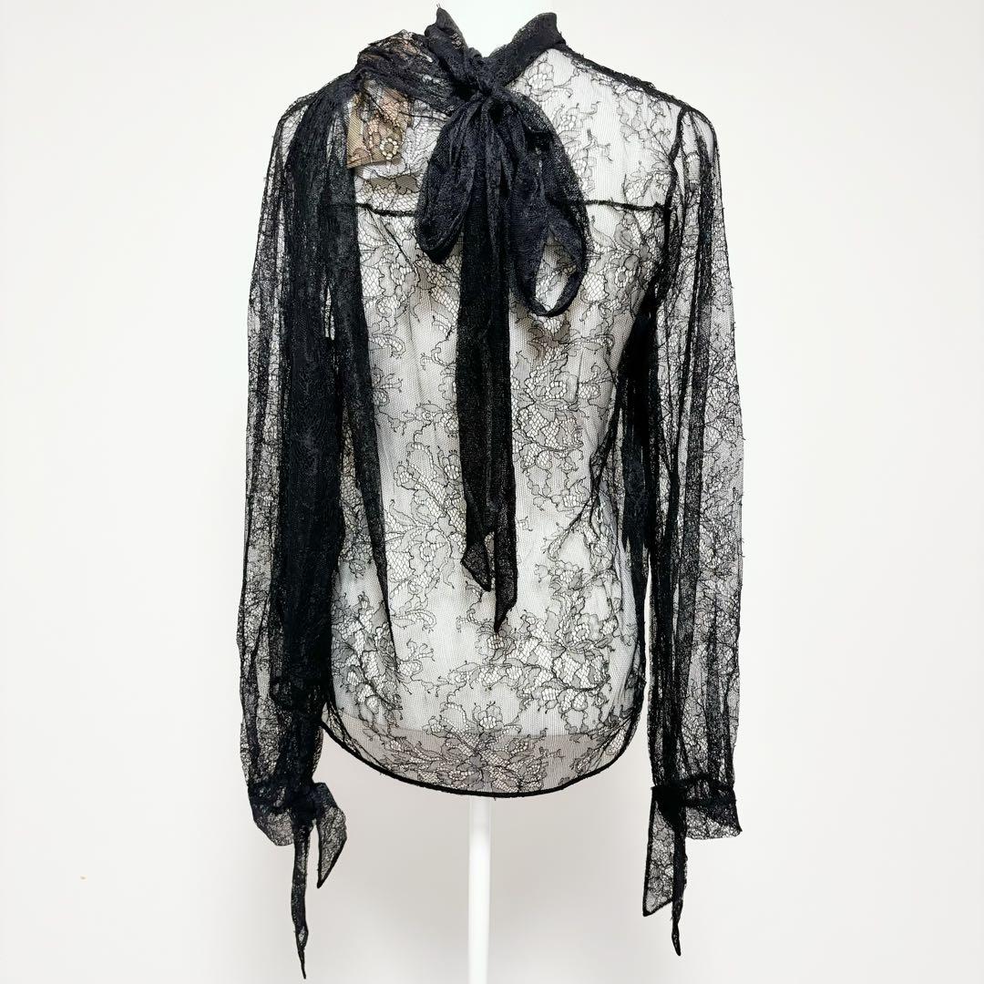 定価12万 新品未使用 N°21 ヌメロ 総レース シースルーブラウス 黒