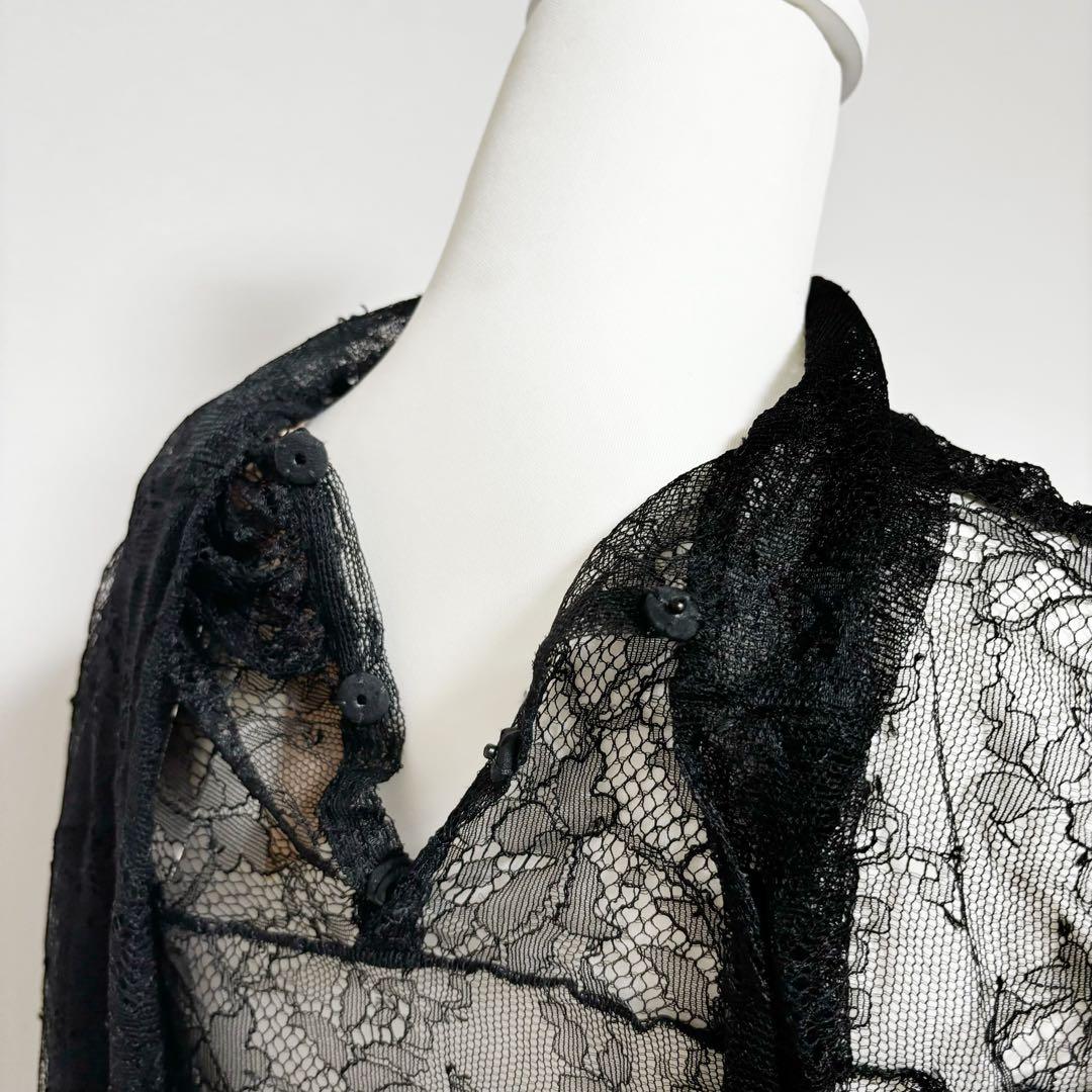 定価12万 新品未使用 N°21 ヌメロ 総レース シースルーブラウス 黒