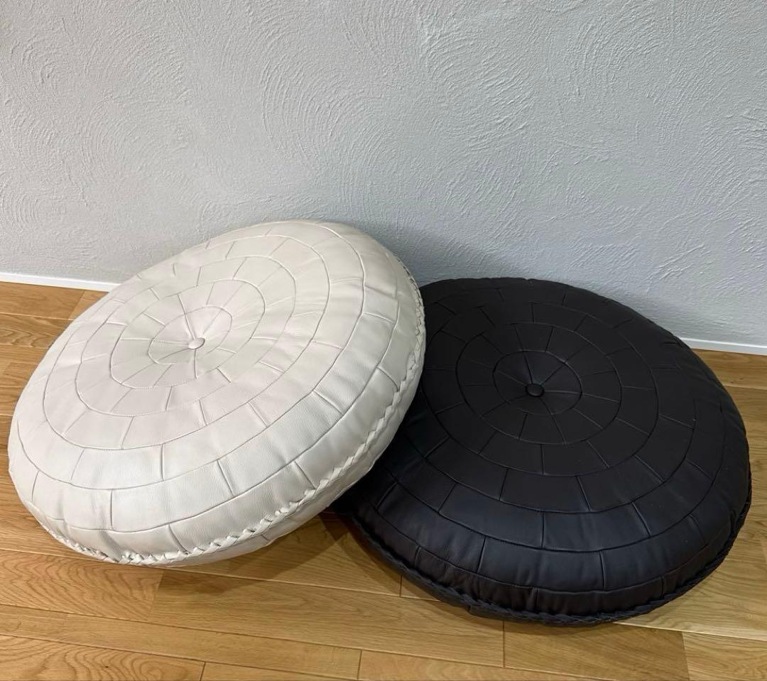 カンディハウス　レザークッション　革クッション　アイボリー