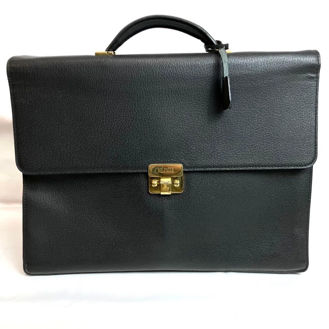 【美品】ヴァレクストラ　ブリーフケース　レザー　A4 ロゴ　ヴィンテージ