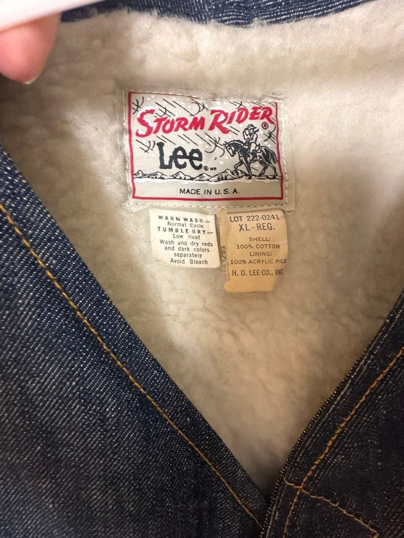 美品 80s USA製 Lee ストームライダー デニムベスト XLボアベスト