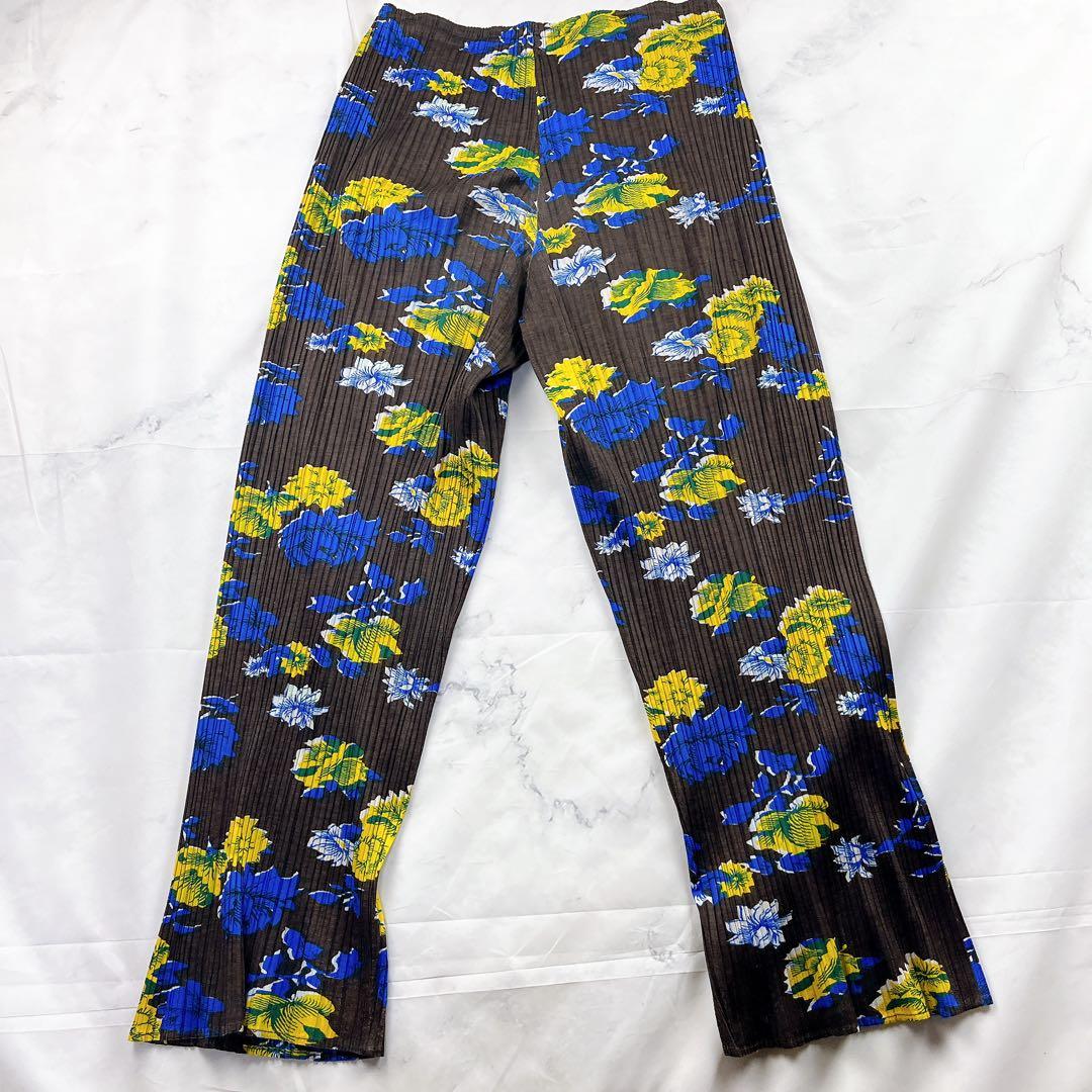 美品✨プリーツプリーズ 花柄 フラワー パンツ ズボン スラックス