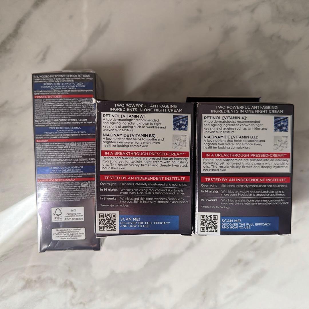 新品 ロレアル リバイタリフト ピュアレチノール美容液/クリーム50mlx2 個