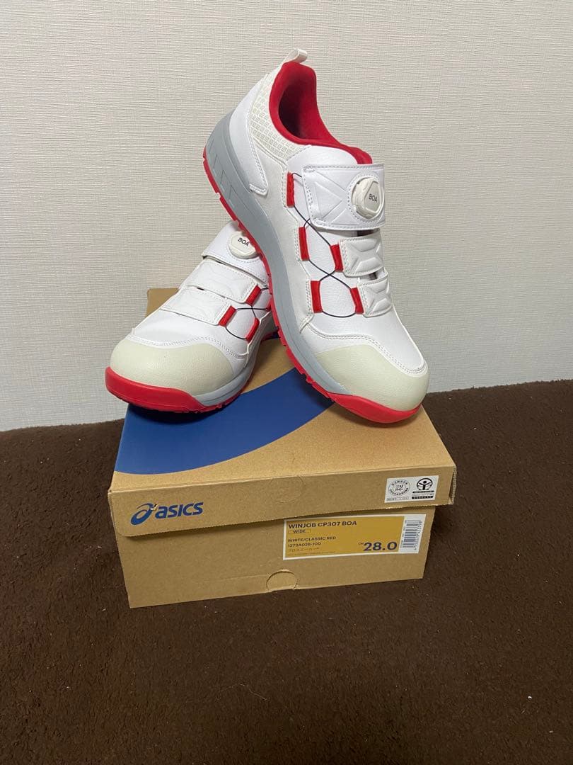 ASICS 安全靴 28.0cm ホワイト/レッド 値下げ交渉オッケー
