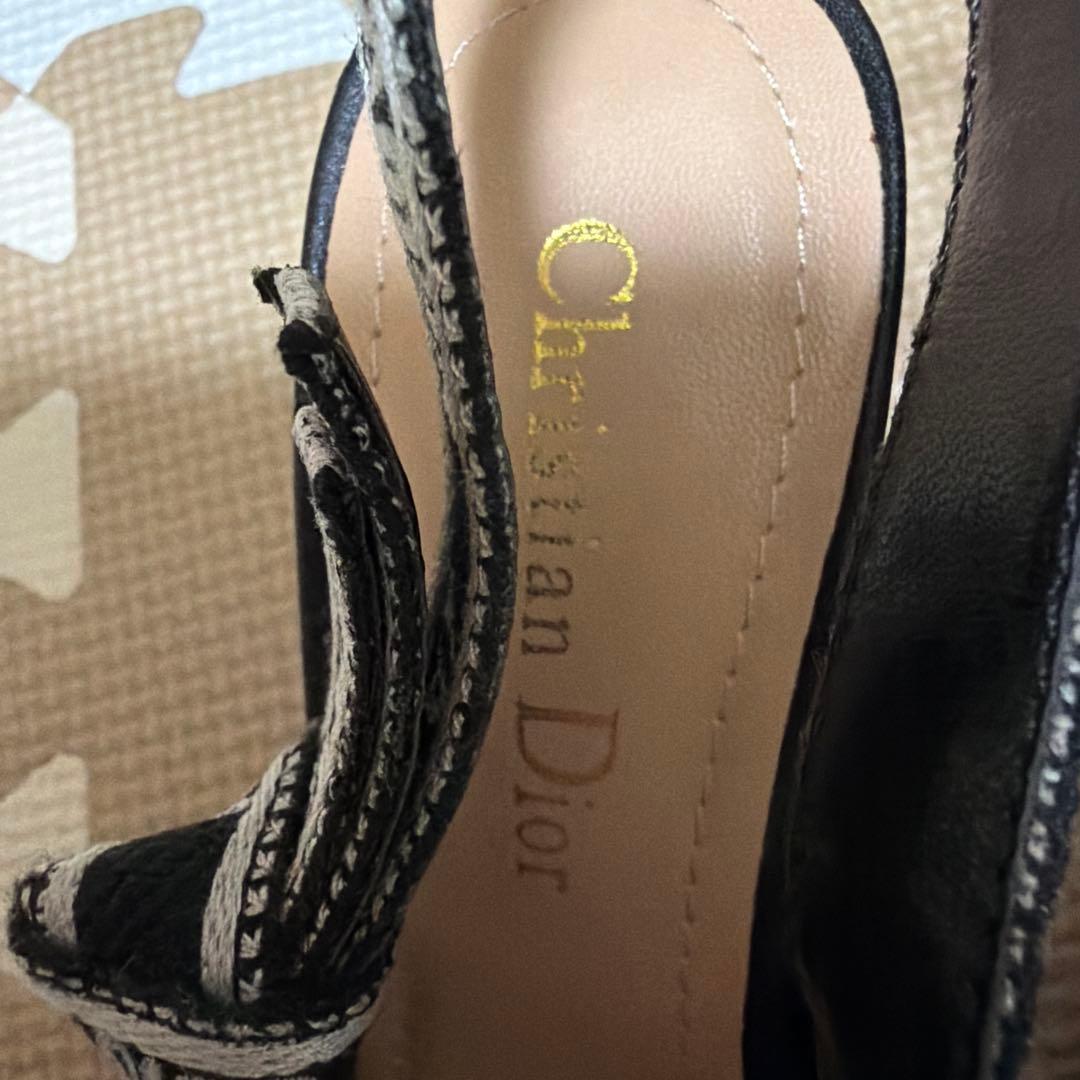 美品✨Christian Dior 黒ポインテッドトゥミュール 37レース