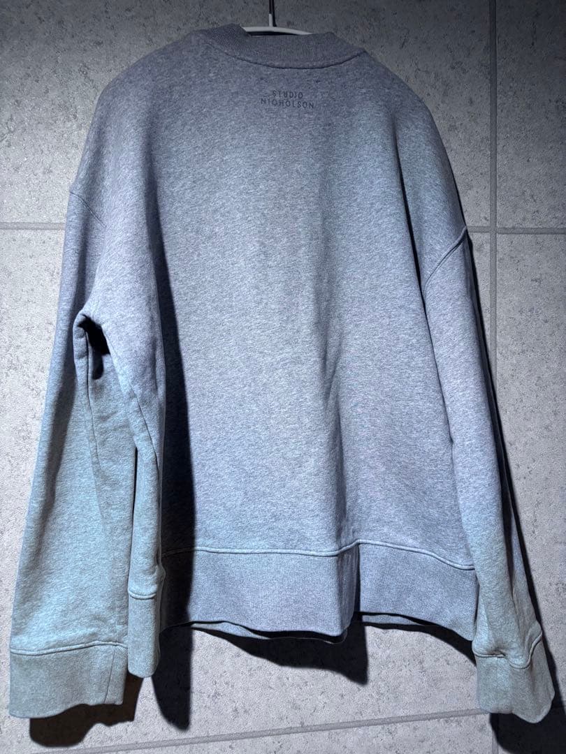 STUDIO NICHOLSON グレー スウェットトレーナー　S 首背面ロゴ