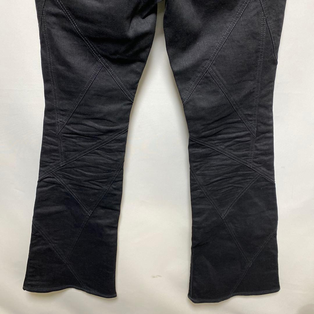 フレア　631-8217003 ストレッチ　ブラック　デニム　パッチワークy2k