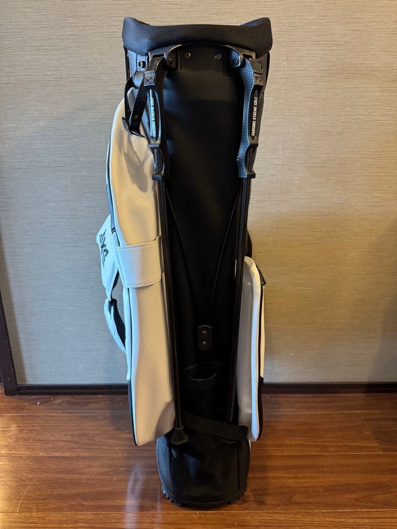 も*フ様 PXG スタンド式キャディバッグ ホワイト/ブラック　レザー