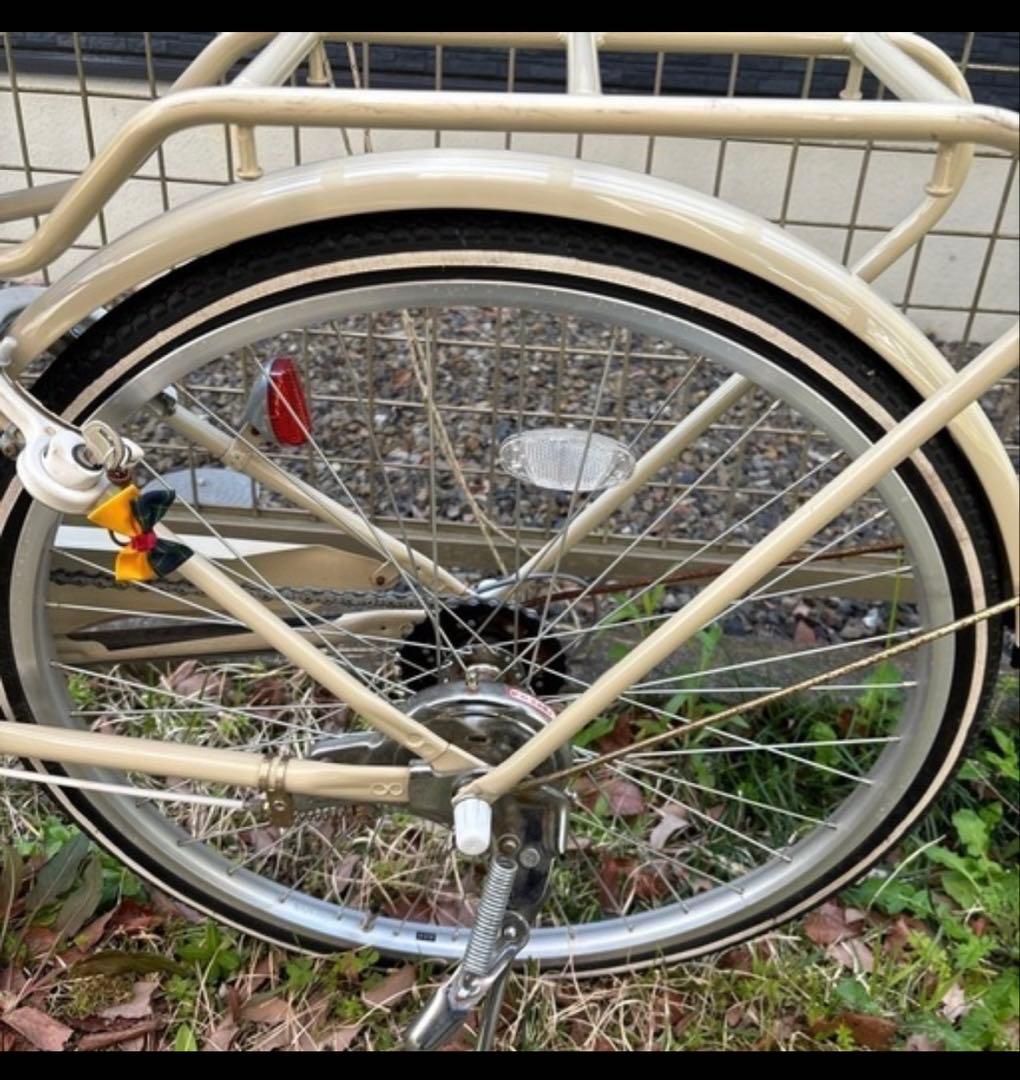 GW限定お値下げ！美品！自転車ベージュ 24インチ 前カゴ付き