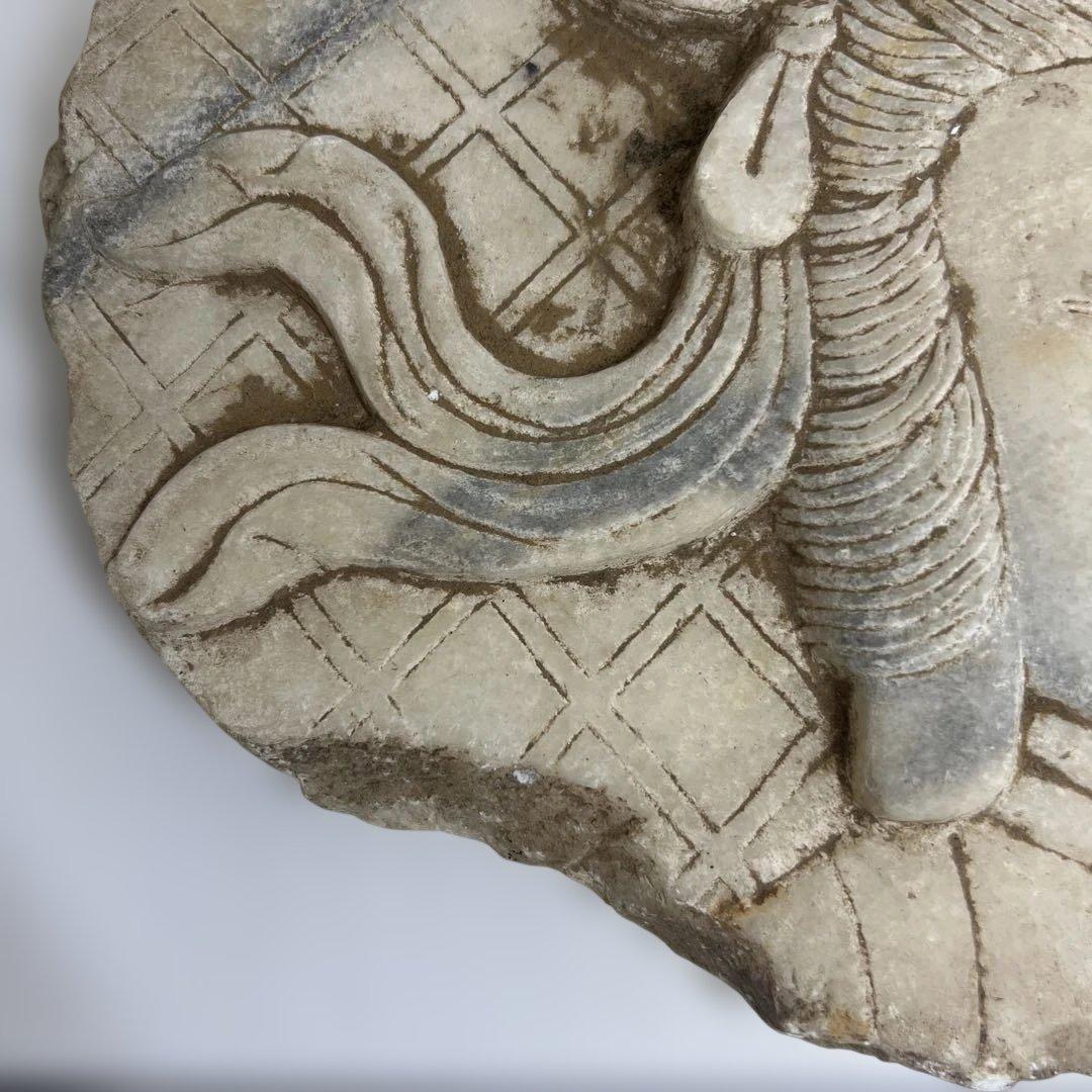 中国清時代　大理石　硯　盲仏　幅25㎝ 東K8-0202① タサコサ