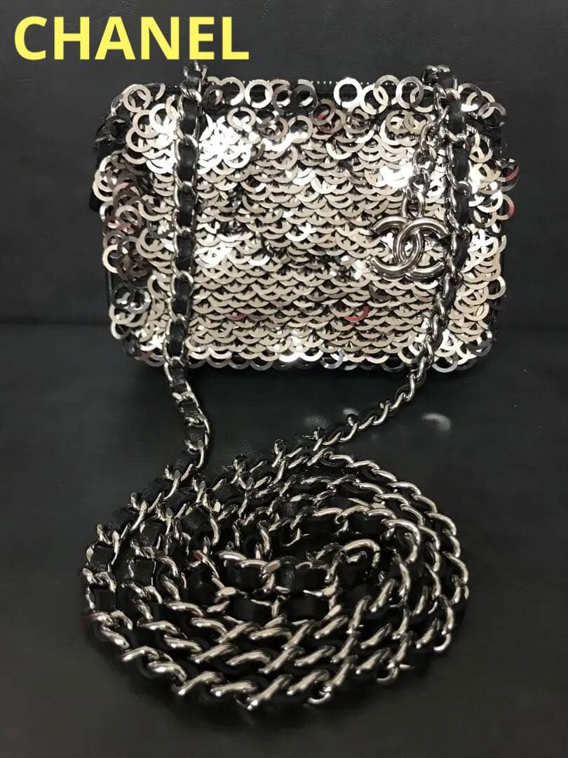 美品⭐︎ シャネル CHANEL スパンコール　ミニ チェーンショルダー　ココ
