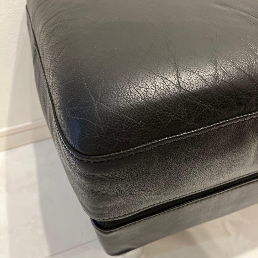 無印良品　オットマン　ブラックレザー