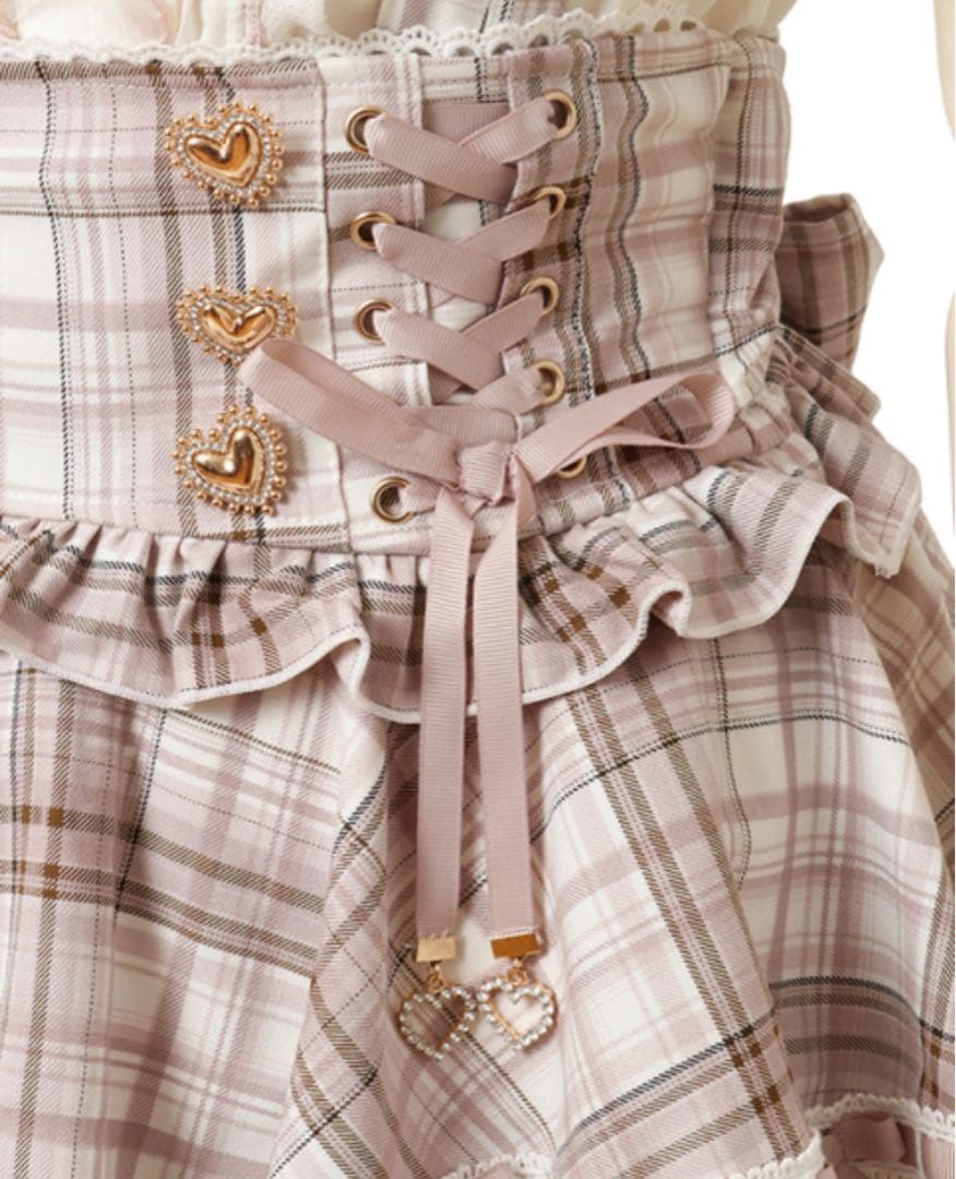 LIZLISA☆ハシゴリボンチェックティアードスカパン