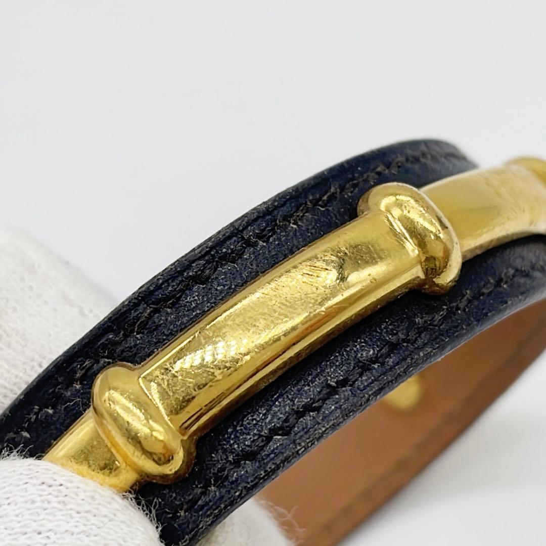 vintage HERMES レザーカフ ブラックxゴールドバングル
