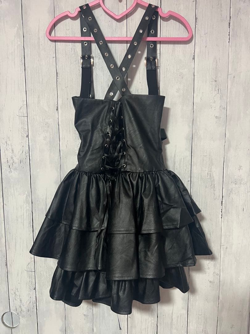 ワンピース IMVAL / Frill Leather Dress [BLK] qooza