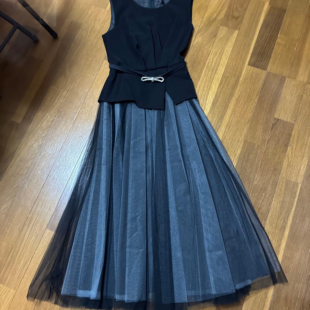 rirefete ワンピース　袖なし　チュールレース　レイヤード　黒　9号 新品