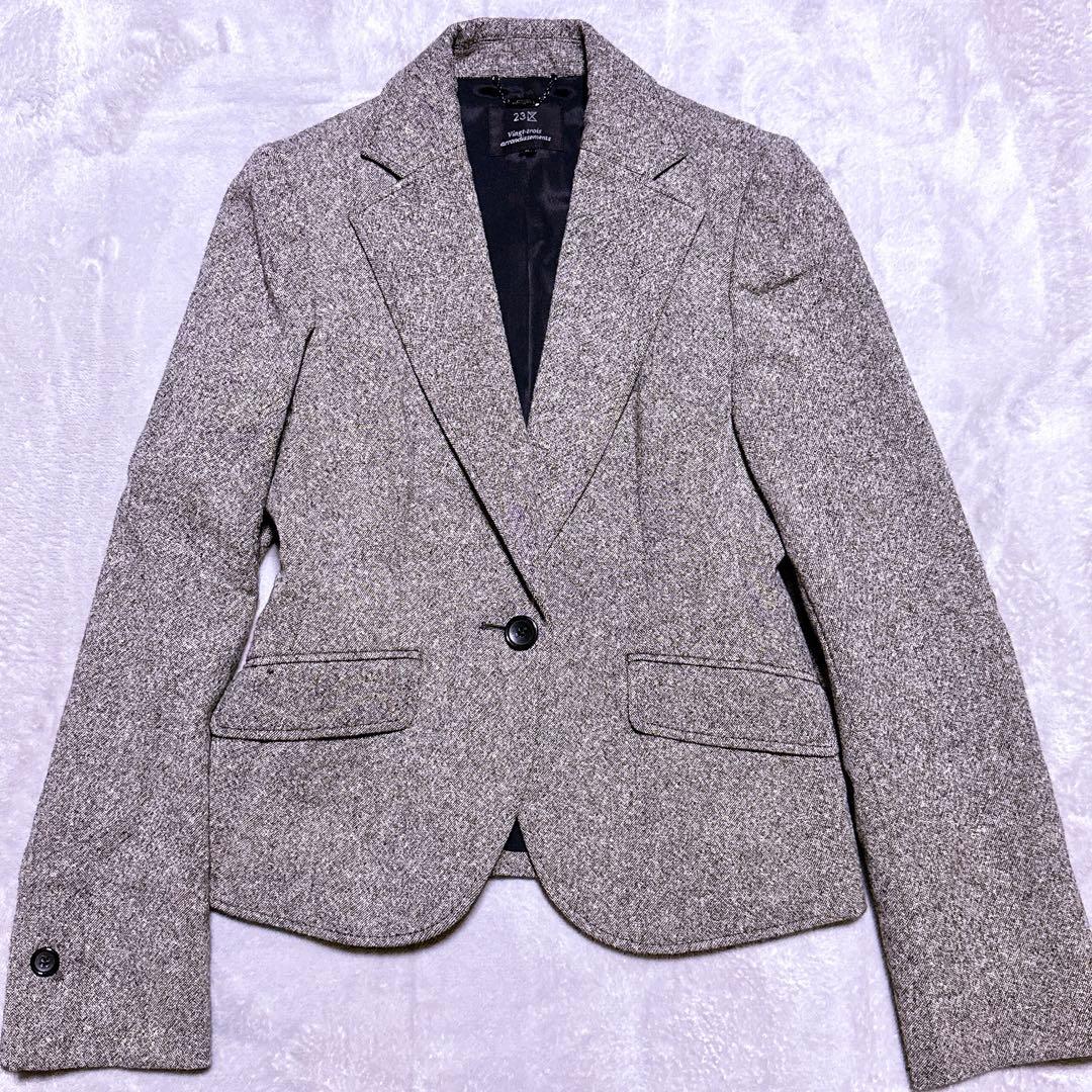 カシミヤ混【未使用】23区 ツイード セットアップ ターンロック スカート M