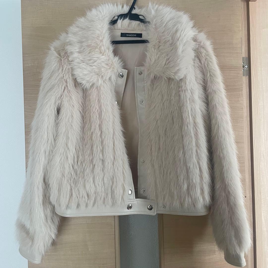 SHAGGIE ファーブルゾンジャケット ファーコート ホワイト