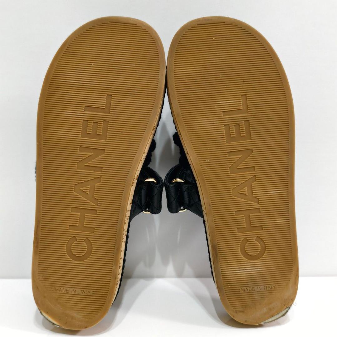 【極美品】シャネル ココマーク マトラッセ サンダル ブラック 23.5