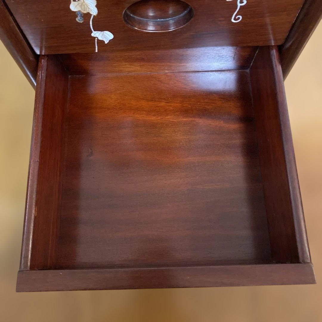 中国　唐木　チェスト　螺鈿細工　象嵌　5段　1点　引き出し　花梨　螺鈿